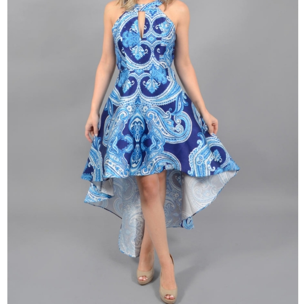 Dear Moon Satin High Low Dress Lace Back
